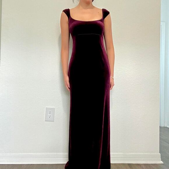 2000s Jessica McClintock Bridal Velvet Maxi Dress - Picture 1 of 8